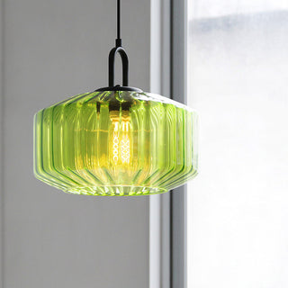 Mid-century striped glass pendant with E27 base