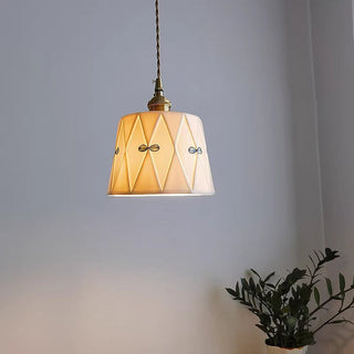 White ceramic pendant top view — classic dining room fixture