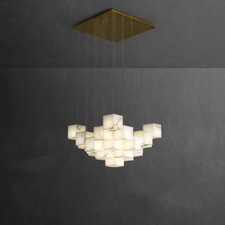 Artistic alabaster pendant lamp detail — geometric ceiling fixture