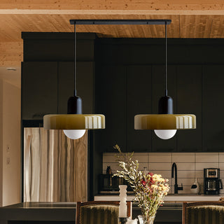 Glass LED pendant with Bauhaus dual-head design