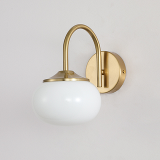 Pink glass gold finish bedroom wall sconce — modern lamp