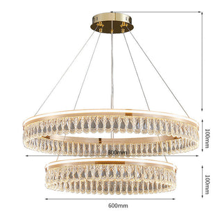 Large crystal ring chandelier wide — luxury modern dining pendant