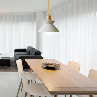 Suspension en Béton - Lampe Cône Moderne Blanche avec Longueur de Suspension Ajustable