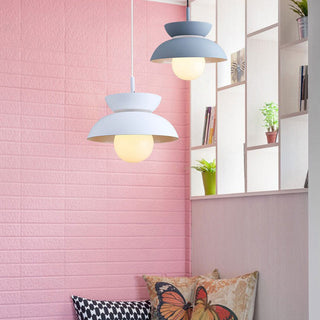 Colorful Round Pendant Light – Modern Metal Glass Pendant Lamp With E27 Fixture