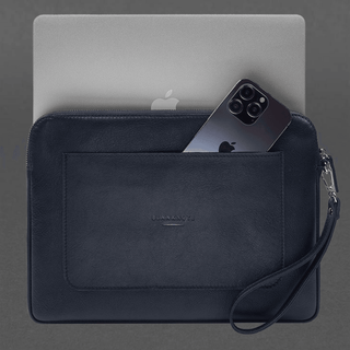 leather macbook case macbook pro 13 zipper pocket wrist strap close-up