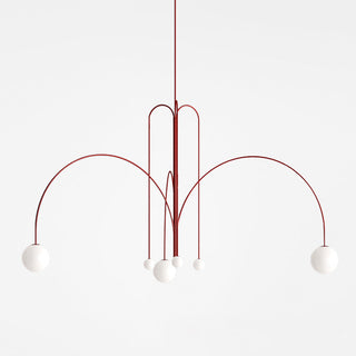 Red Art Deco pendant light — large metal medieval style lamp