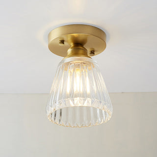 Glass Ceiling Light - Semi Flush Mount Copper Frame Mini Ceiling Lamp