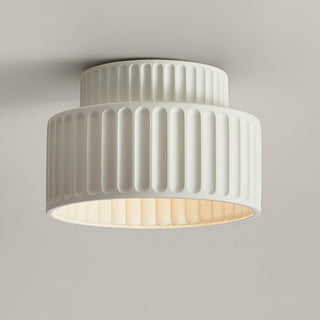 Vintage Drum Ceiling Lamp – Semi Flush Mount Light with Cream Drum Shade