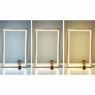 Minimalist copper walnut lamp — square LED warm