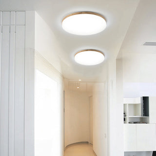 Round wood flush ceiling lamp acrylic – LED modern