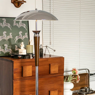 Chrome floor lamp front — modern LED lampshade design