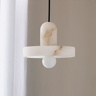 Marble alabaster pendant lamp — vintage mini bedside ceiling fixture