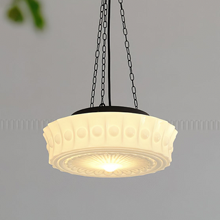 Suspension vintage – Lampe à suspendre ronde blanche réglable pour îlot de cuisine