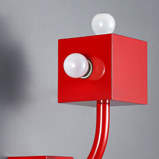 Red metal retro wall lamp ambient glow — vintage sconce