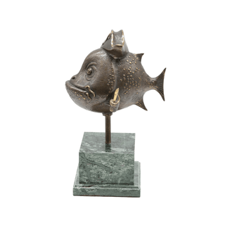 bronze chef fish unique outdoor marine art collectible sculpture front view