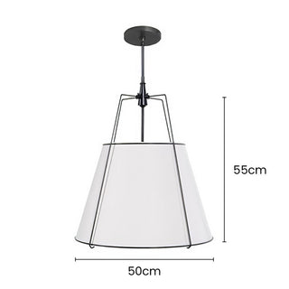 Suspension moderne - Lampe à suspendre en tissu blanc avec tige réglable pour salon