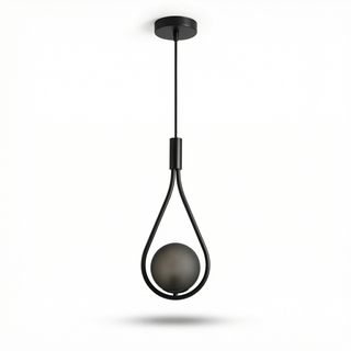 Black Pendant Light – Frosted Glass Bedroom Lamp With Integrated LED