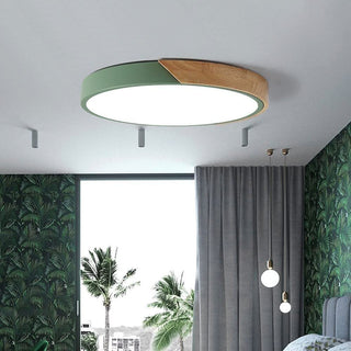 Wood Ceiling Lamp – Modern Round LED Dimmable Flush Mount Lighting Fixture