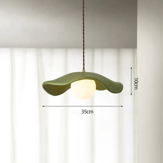 Dining room pendant with unique resin hat shade