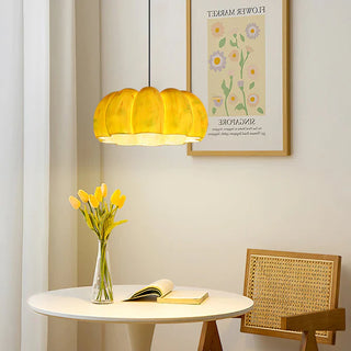 Resin eco pendant in interior — pumpkin kitchen island lamp