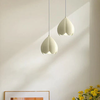 Creamy pendant lamp with warm soft shade and cord
