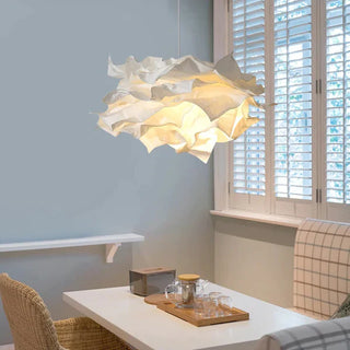 White fabric hanging pendant for bedroom with adjustable suspension