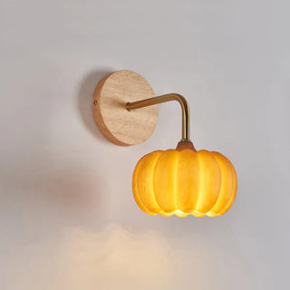 Yellow pumpkin wall lamp cute resin sconce — soft diffused light