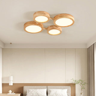 Retro Wood Ceiling Light - Multi Head Ceiling Light with Warm Ambient LED