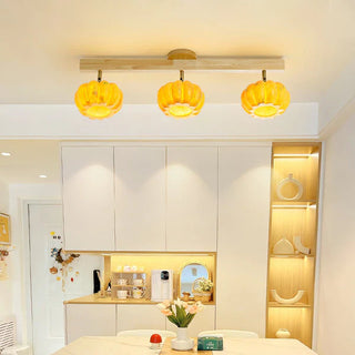 Multi-head pumpkin ceiling fixture eco – yellow resin warm