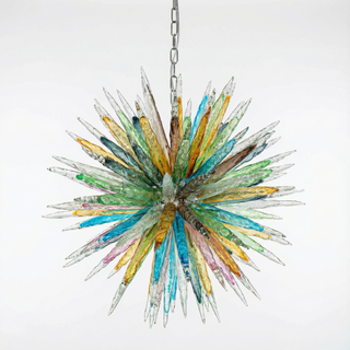 Murano Glass Chandelier – Multicolored Blown Glass Lighting With Stalactite Spikes