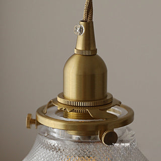Suspension en verre vintage – Lampe réglable en laiton style Mid-Century