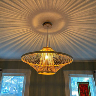 Handcrafted bamboo lantern pendant lamp for living room decor