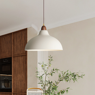 Adjustable Nordic pendant — white wood metal hanging lamp