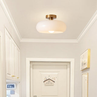 Vintage Glass Ceiling Light – Round Amber Pendant with Adjustable Hanging