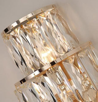 Crystal Wall Sconce – Chrome Wall Fixture with Cut Crystal Pendants for Elegant Living Room Lighting