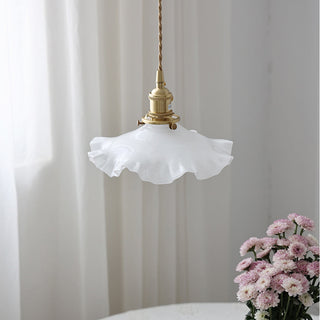 Kitchen island pendant with vintage glass and brass