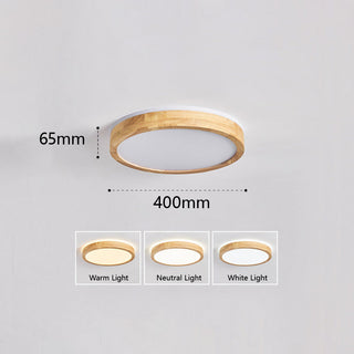 Natural Wood Ceiling Light – LED Round Frame Lamp for Living Room Lighting