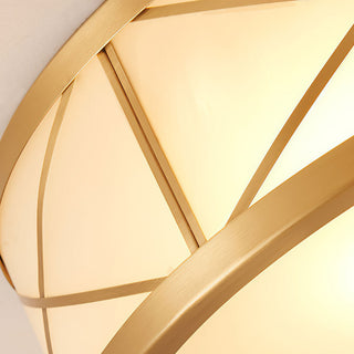 Antique drum ceiling light brass glass – geometric installed