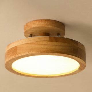 Wood Flush Mount Light – Contemporary Round LED Ceiling Lamp With Sleek Finish