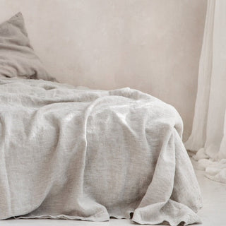 linen bed sheet pure stone washed bedding hot sleepers stone grey side view