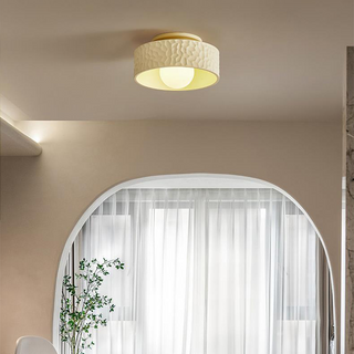 French minimalist ceiling lamp cream – polystyrene close-up