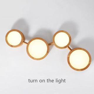Retro Wood Ceiling Light - Multi Head Ceiling Light with Warm Ambient LED
