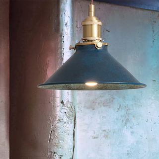 Suspension industrielle - Lampe suspendue vintage en laiton et métal oxydé
