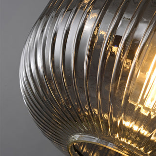 Oval Ribbed Pendant Light - Modern Glass Pendant Lamp for Kitchen Island Lighting