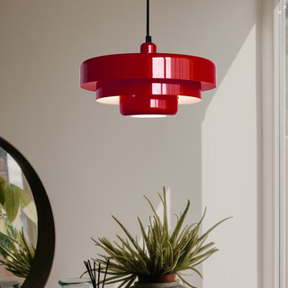 Mid-century industrial pendant with round iron form