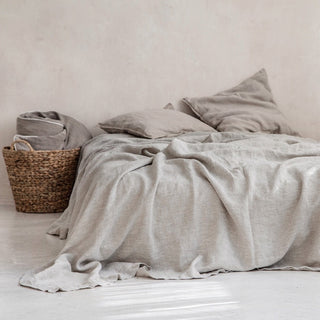 linen bed sheet pure stone washed bedding hot sleepers stone grey detail