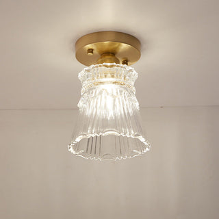 Glass Ceiling Light - Semi Flush Mount Copper Frame Mini Ceiling Lamp