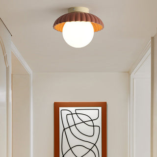 French stained ceiling light – creamy glass iron E27 pendant
