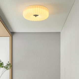 Bauhaus ceiling fixture in cream glass, flush mount LED