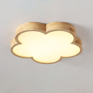Flush mount LED flower ceiling lamp wood – bedroom